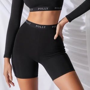 NWT OH POLLY Black Logo Biker Shorts